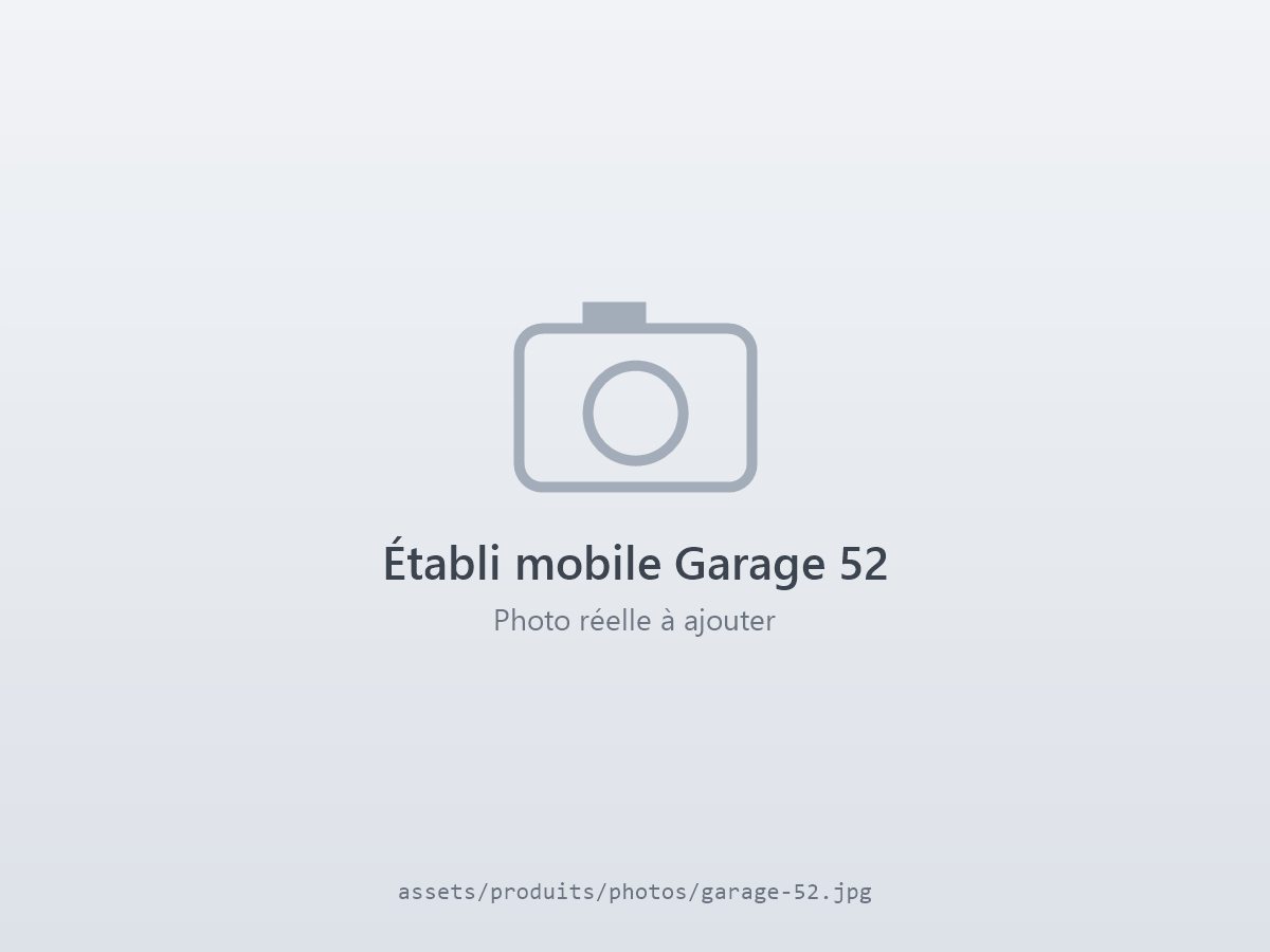 Établi mobile Garage 52 de 52 pouces avec dessus en bois massif